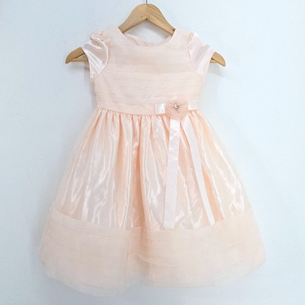 Katie M. Peach Blush Chiffon Satin Tiered Formal Dress Girls Size 6